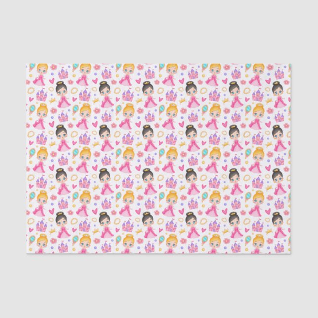 cute girls tiled Princess pattern  Tissue Paper (Front)