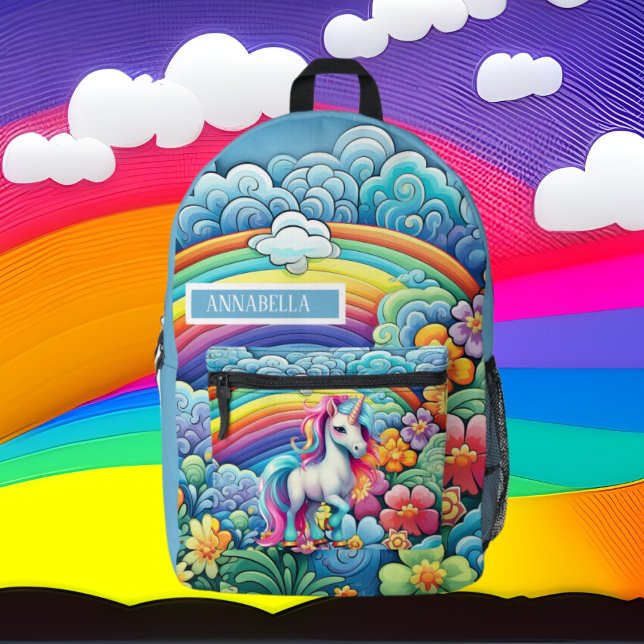 Cute girls unicorn add name printed backpack (Creator Uploaded)
