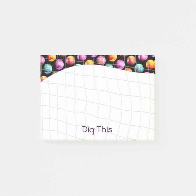 Cute Girls' Volleyball Pop Art Pattern Post-it Notes (Front)