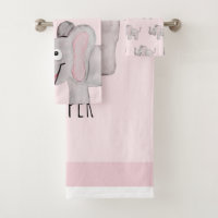 Cute Girl's Watercolor Elephant Safari Baby Child