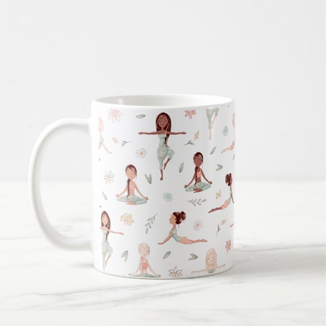 Cute Girls Zen Yoga Meditation Spiritual Namaste Coffee Mug (Left)