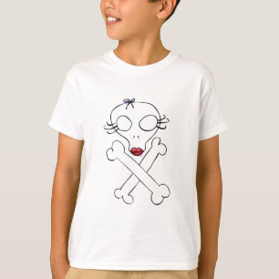 Cute Girly Alien Skull Crossbones T-Shirt