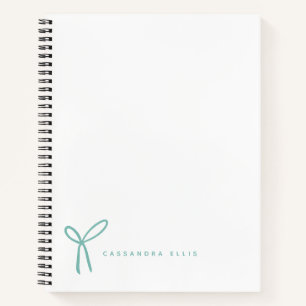 Cute Girly Aqua Ribbon Bow Custom  Notebook