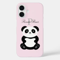 Cute Girly Baby Panda Bear Monogram