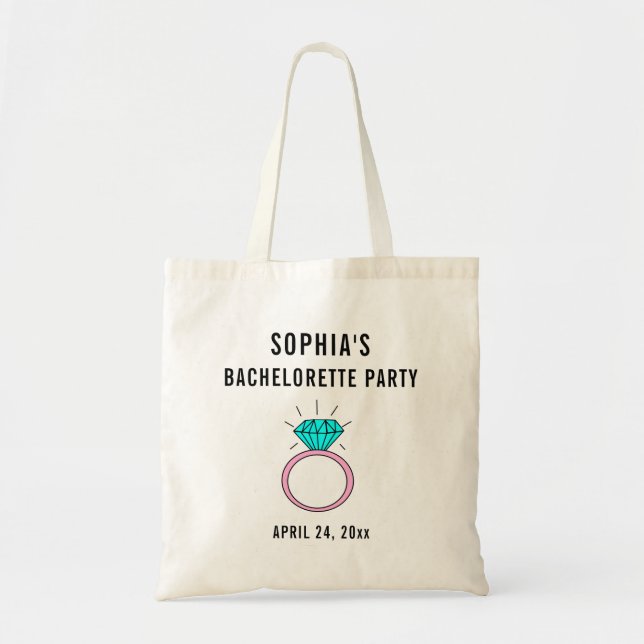 Cute Girly Bachelorette Party Wedding Favour Tote Bag (Front)