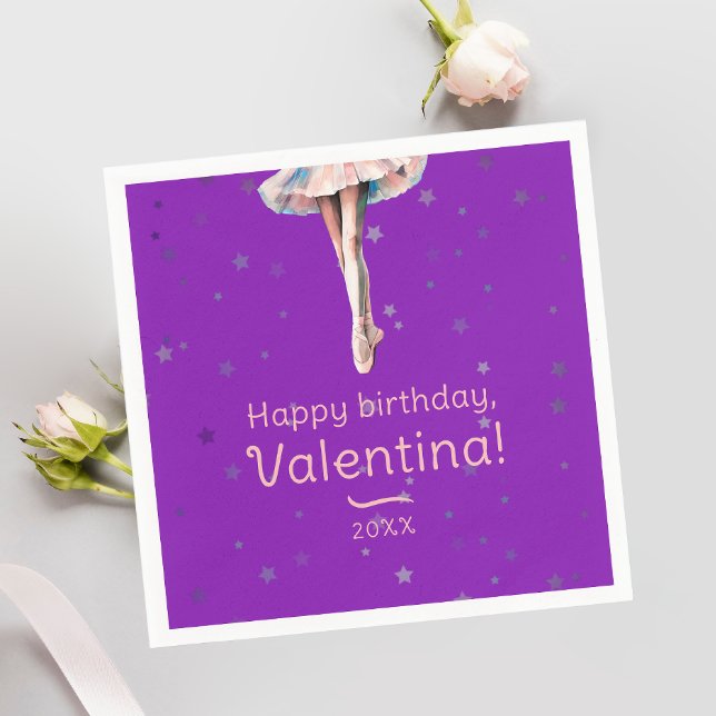 Cute Girly Ballerina Dance Pink Tutu Purple Stars  Napkin (Creator Uploaded)