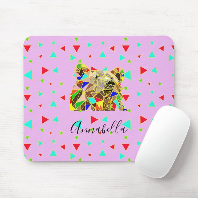 Cute Girly Bear Pink Mouse Pad (With Mouse)