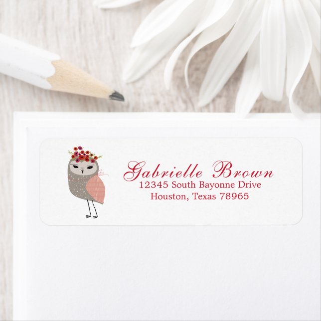 Cute Girly Bird Return Address Label (Insitu)