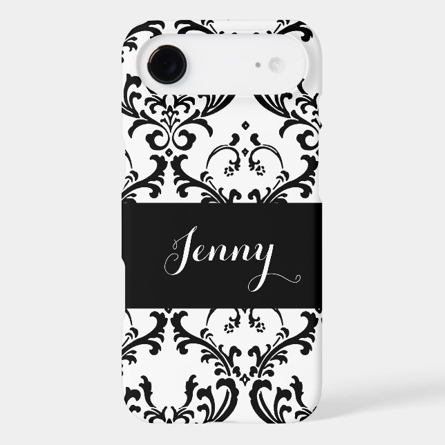 Cute Girly Black Damask Pattern Case-Mate iPhone Case (Back)