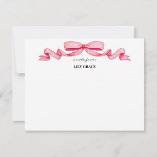 Cute Girly Blush Pink Bow Ribbon Frame Card