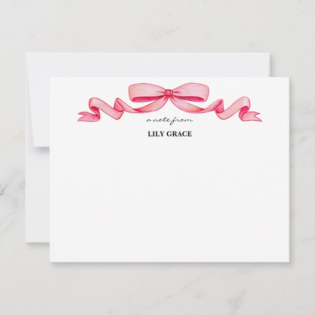 Cute Girly Blush Pink Bow Ribbon Frame  Card (Front)