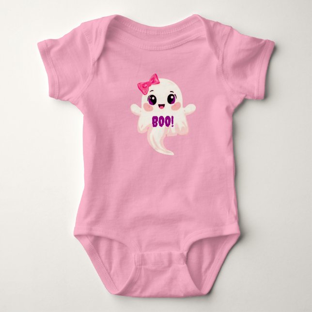 Cute girly Boo! Ghost Baby Bodysuit (Front)