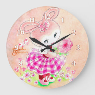 Cute Girly Bunny Large Clock