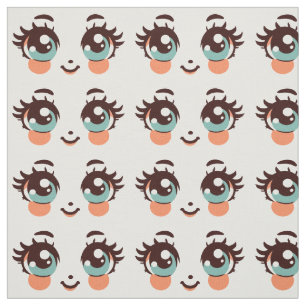 cute girly cartoon doll face art illustrations fabric