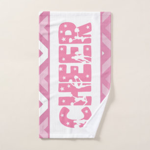 Cute Girly Cheer Typography Cheerleader Star Text Hand Towel