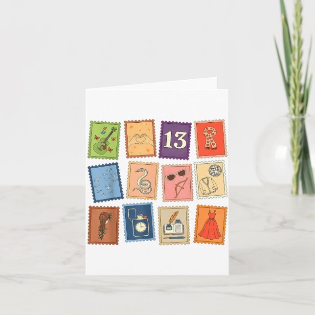 Cute Girly Christmas Pajama Music Album Stamp Aest Card (Front)