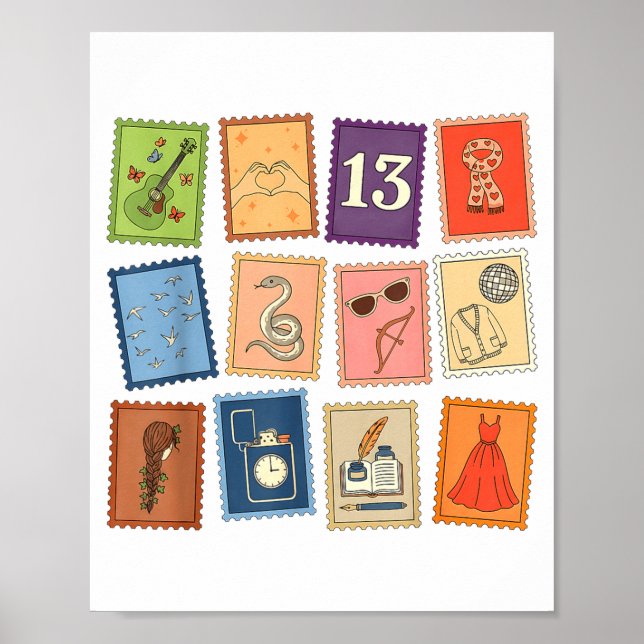 Cute Girly Christmas Pajama Music Album Stamp Aest Poster (Front)