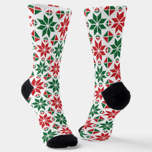 Cute Girly Christmas Snowflake Illustrated Pattern Socks