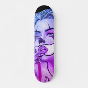 Cute Girly Clown Makeup Pink Skateboard