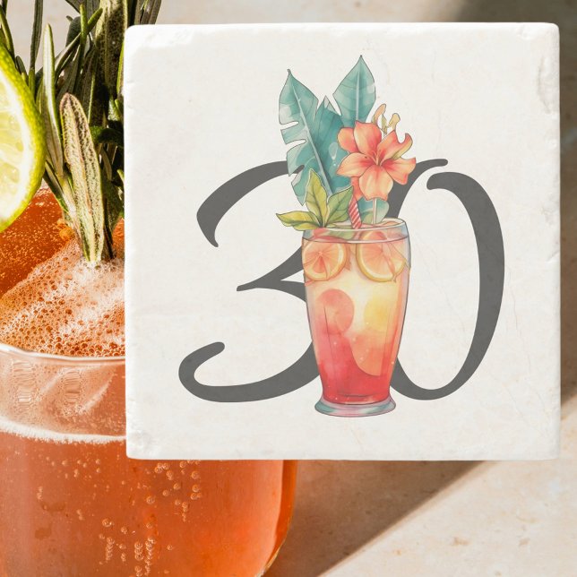 Cute Girly Cocktail Birthday  Stone Coaster (Creator Uploaded)