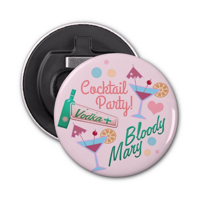 Cute Girly Cocktail Party Collage Bottle Opener (Front)