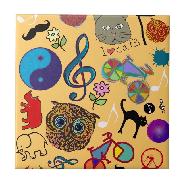 cute girly colour pattern ceramic tile (Front)