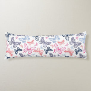 Cute Girly Colourful Butterfly Illustration Patter Body Cushion
