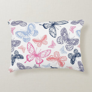 Cute Girly Colourful Butterfly Illustration Patter Decorative Cushion