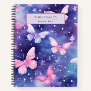 Cute Girly Colourful Butterfly Pattern purple  Notebook