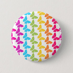 Cute Girly Colourful Rainbow Butterfly Pattern  6 Cm Round Badge