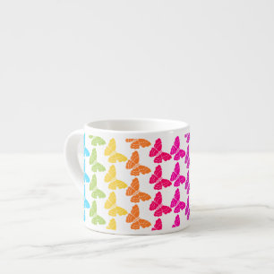 Cute Girly Colourful Rainbow Butterfly Pattern  Espresso Cup
