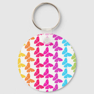 Cute Girly Colourful Rainbow Butterfly Pattern  Key Ring
