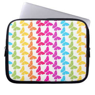 Cute Girly Colourful Rainbow Butterfly Pattern  Laptop Sleeve