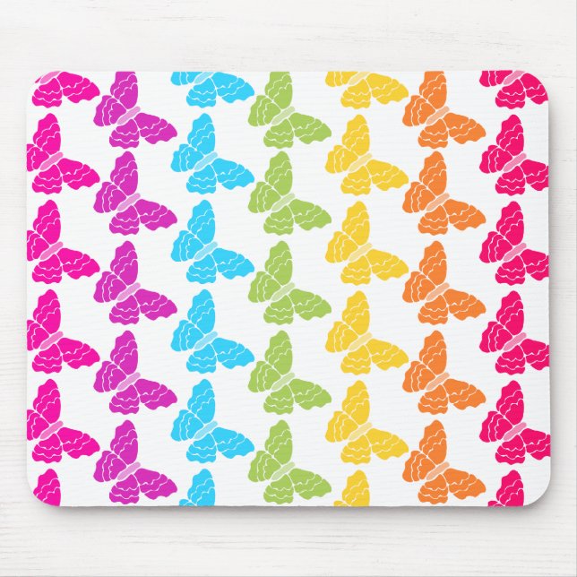 Cute Girly Colourful Rainbow Butterfly Pattern  Mouse Pad (Front)