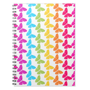 Cute Girly Colourful Rainbow Butterfly Pattern Notebook
