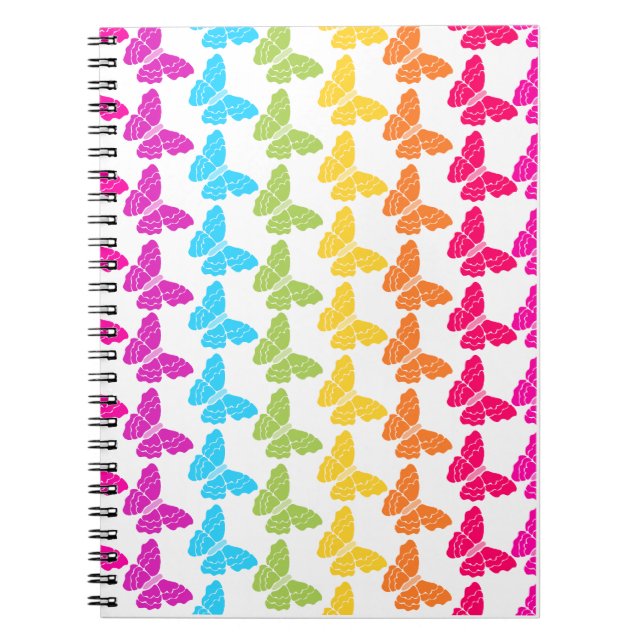 Cute Girly Colourful Rainbow Butterfly Pattern  Notebook (Front)