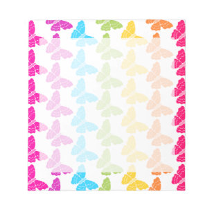 Cute Girly Colourful Rainbow Butterfly Pattern Notepad