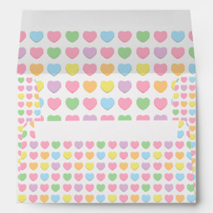 Cute girly colourful rainbow pastel hearts pattern envelope