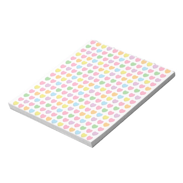 Cute girly colourful rainbow pastel hearts pattern notepad (Rotated)