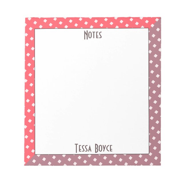 Cute Girly Coral Pink Colour Monogrammed Notepad (Front)