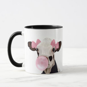 Cute Girly Cow Pink Bubblegum  Mug