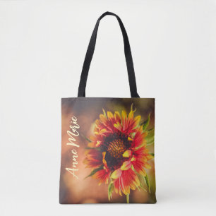 Cute Girly Custom Name Flower Tote Bag