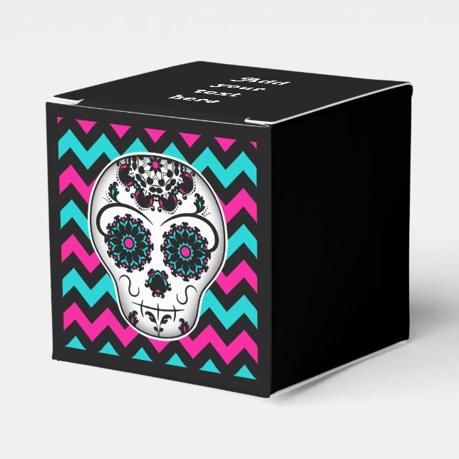 Cute girly day of the dead sugar skull favour box (Front Side)