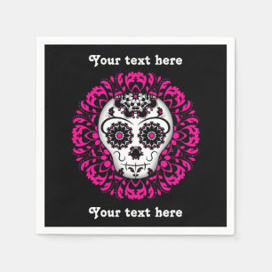 Cute girly day of the dead sugar skull personalise napkin