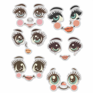 cute girly doll face art illustrations 