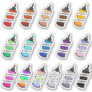 Cute Girly Dyed Hair Bottle Illustration Set
