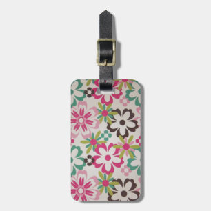 Cute girly elegant colourful spring flowers shapes luggage tag