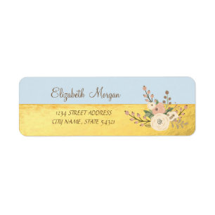 Cute  Girly Elegant  ,Gold,Flower   Address Label Return Address Label