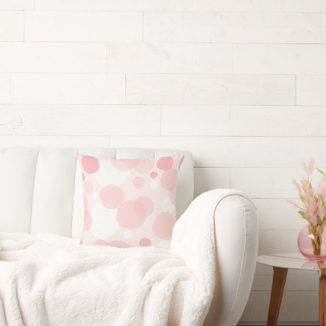 Cute Girly Elegant Pink Polka Dots Cushion (Couch)