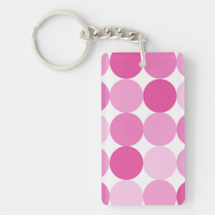 Cute Girly Elegant Pink Polka Dots Key Ring